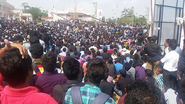 Anti-Ban Protesters at Marina Beach