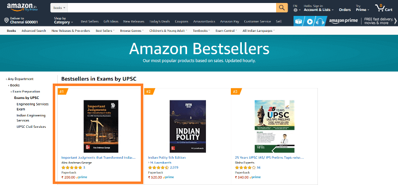 Best Seller Amazon - Important Judgments that transformed India - UPSC