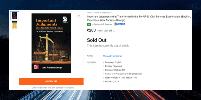 Book sold out due to huge demand