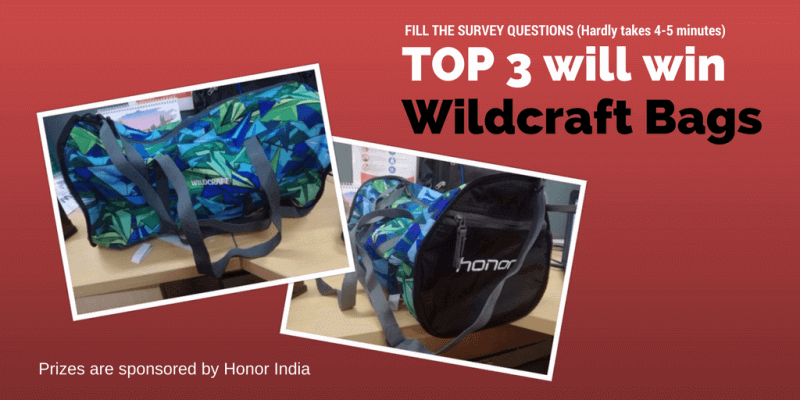 Huawei Honor will select 3 Students after the completion of one month and dispatch Wildcraft Duffle Bags.