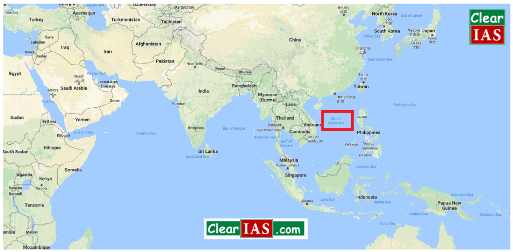 South China Sea in World Map