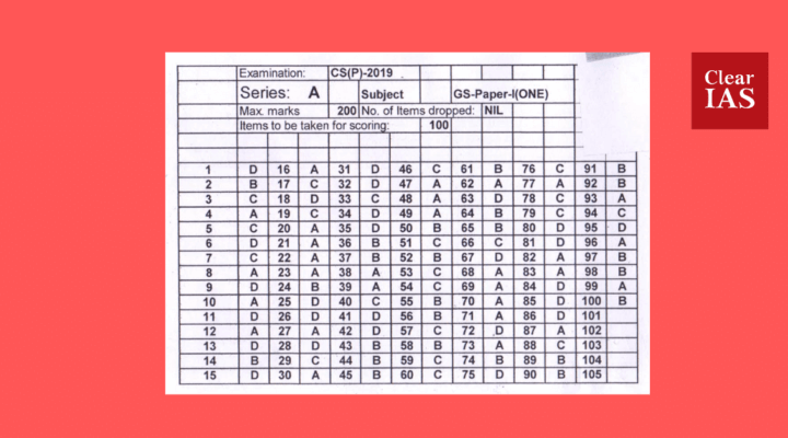 UPSC Answer Key of Civil Services Preliminary Exam 2019