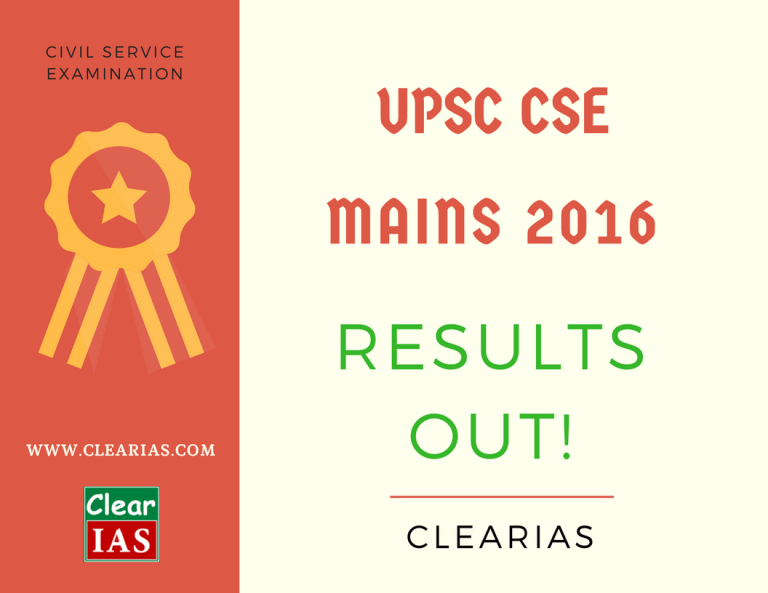 UPSC CSE Mains 2016 Results