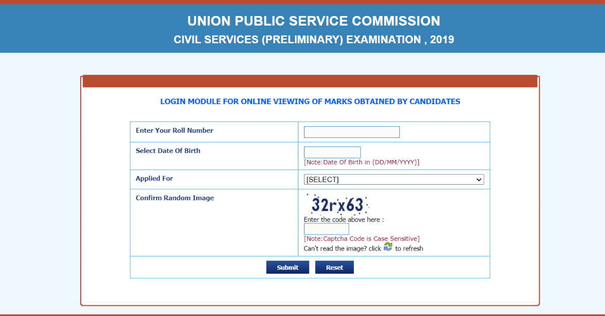 UPSC Marksheet 2019