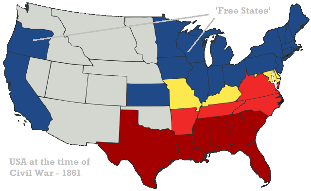 America at the time of Civil War (1861)