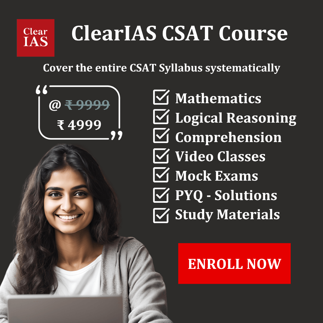 ClearIAS UPSC CSAT recorded online course covering mathematics, logical reasoning and comprehension
