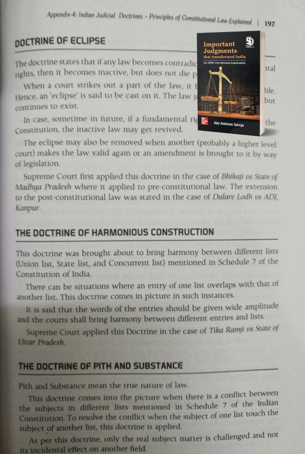 The Principle of Harmonious Construction - is explained in the book "Important Judgments that transformed India"