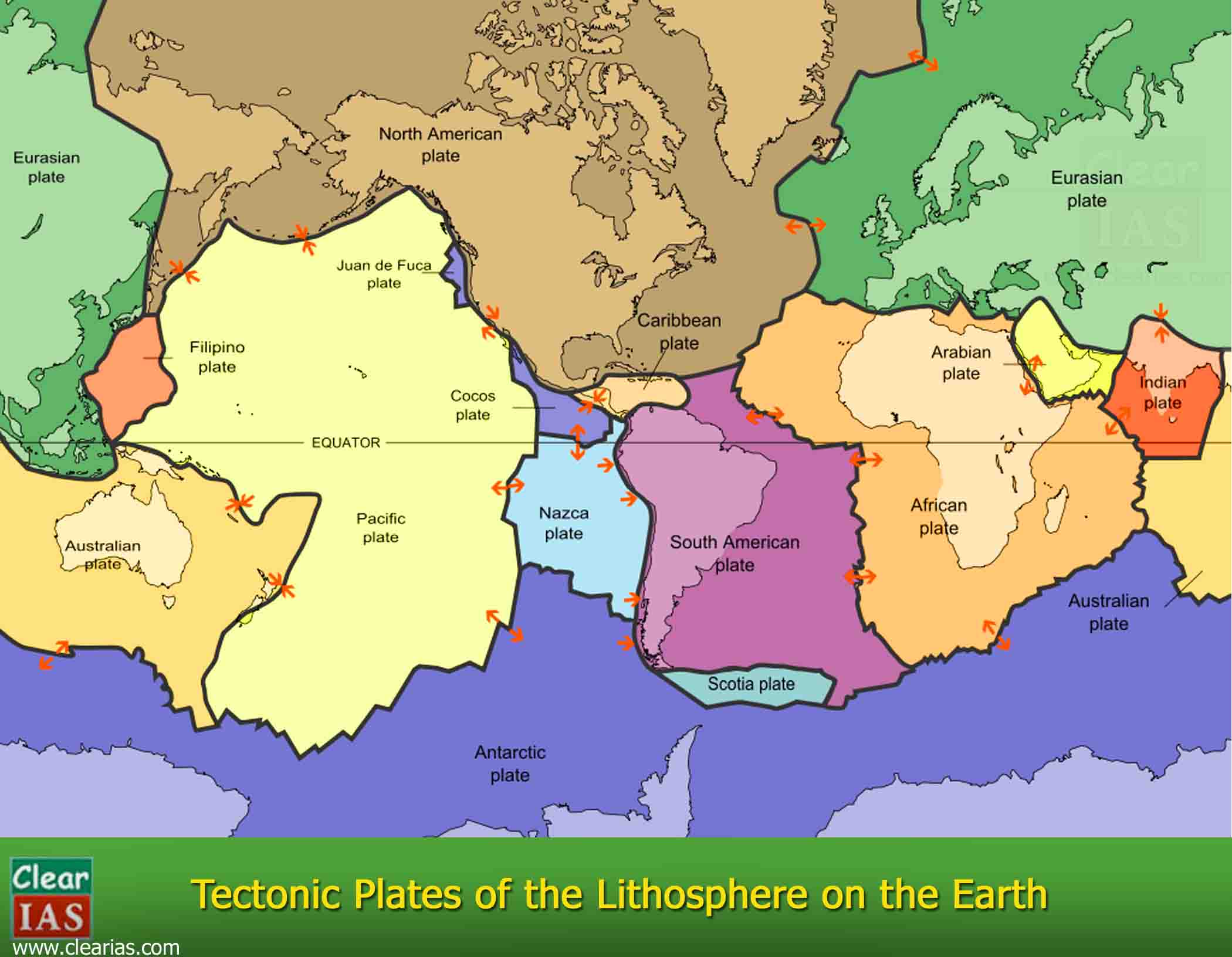 image of tectonic plates of the lithosphere