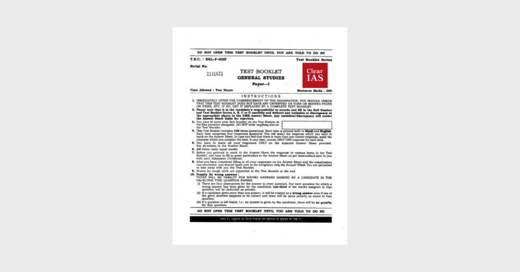 UPSC Prelims 2021 Question Paper General Studies Paper 1 ClearIAS