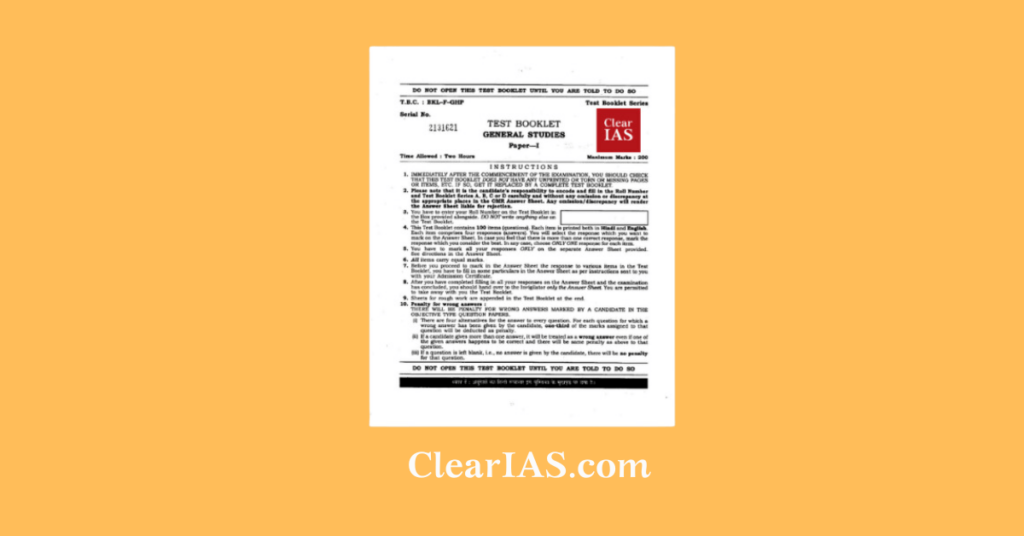 UPSC Prelims Question Paper 2023 [GS Paper I and II] ClearIAS