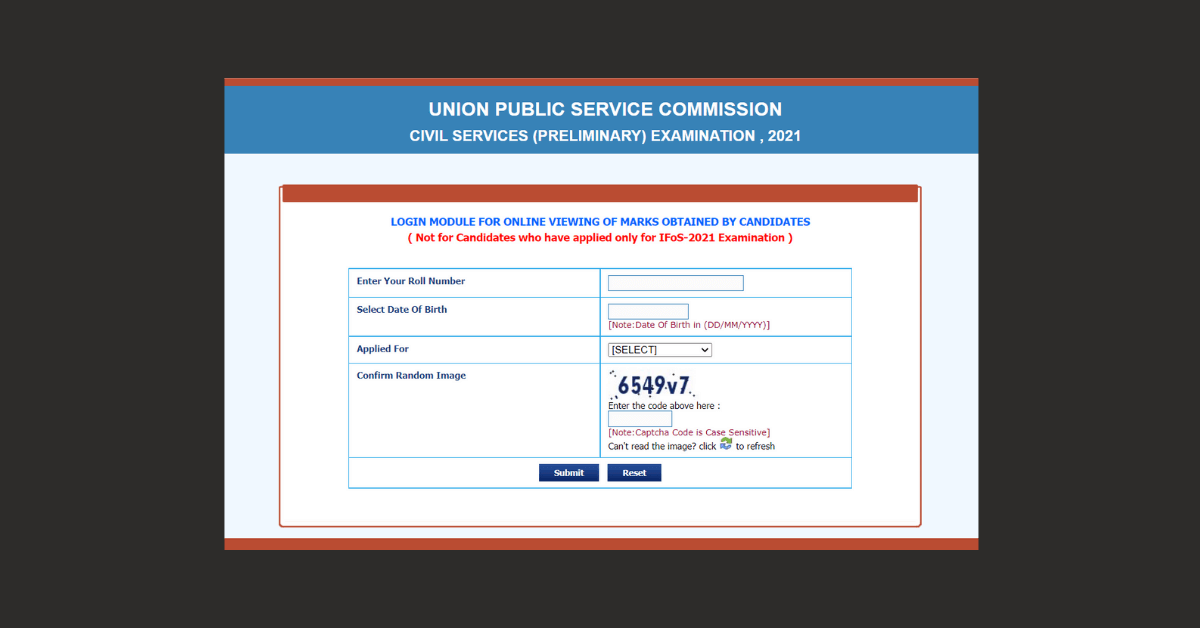 UPSC Marksheet 2021