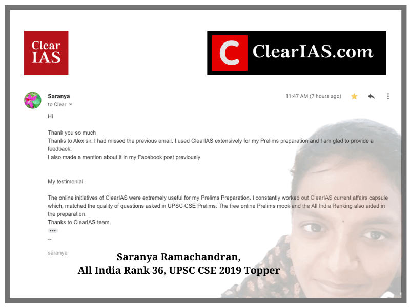 UPSC Topper Testimonial - Saranya Ramachandran Rank 36